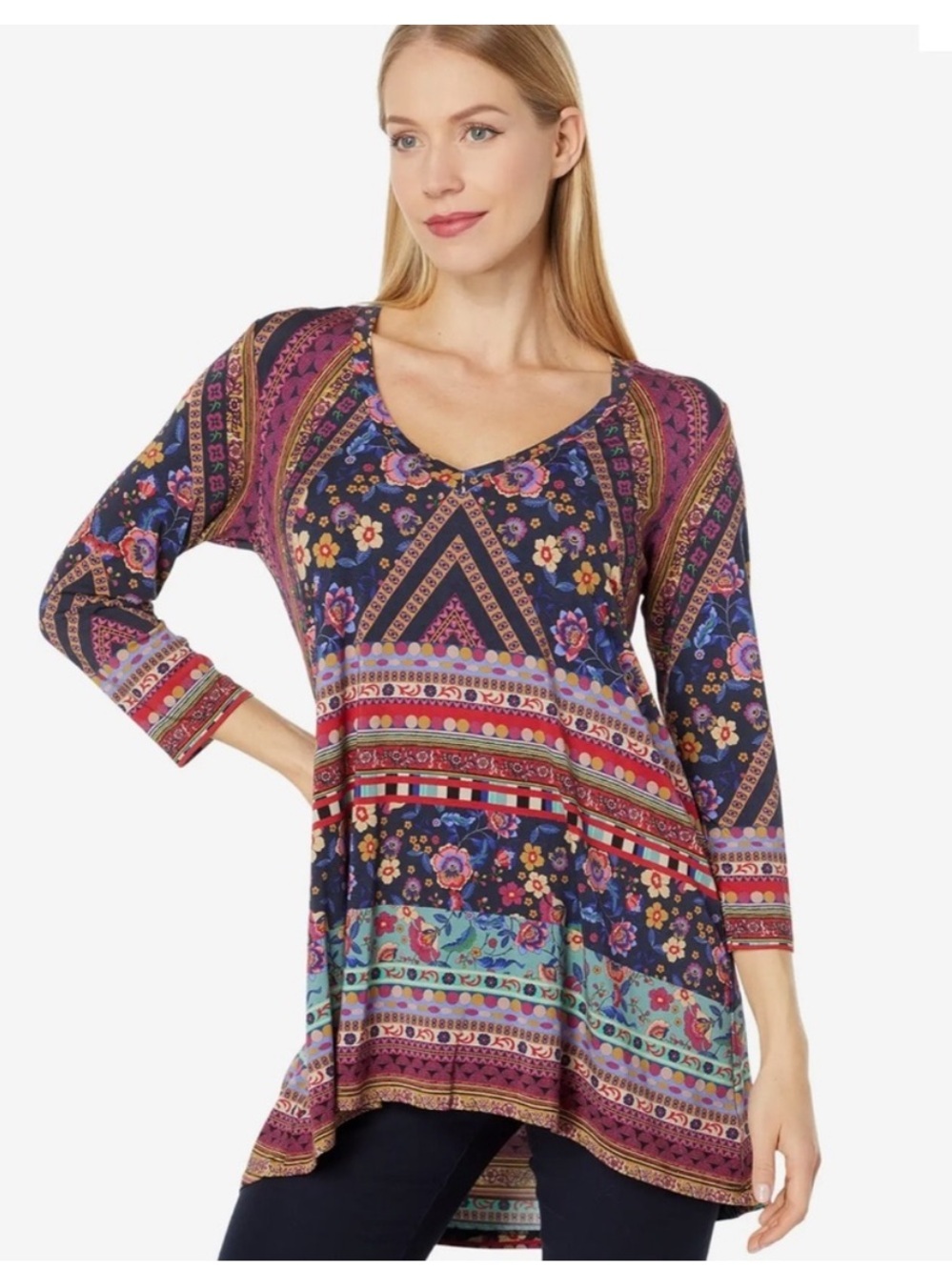 Johnny Was Cruz Floral Paisley Top Tunic Boho Resort Size XL